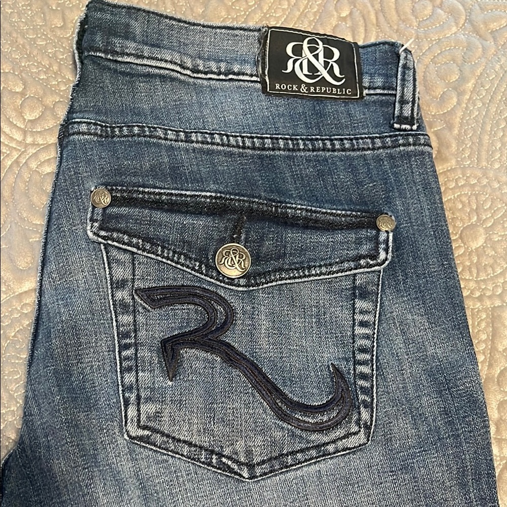 Rock & Republic Blue Jeans with Signature R Design